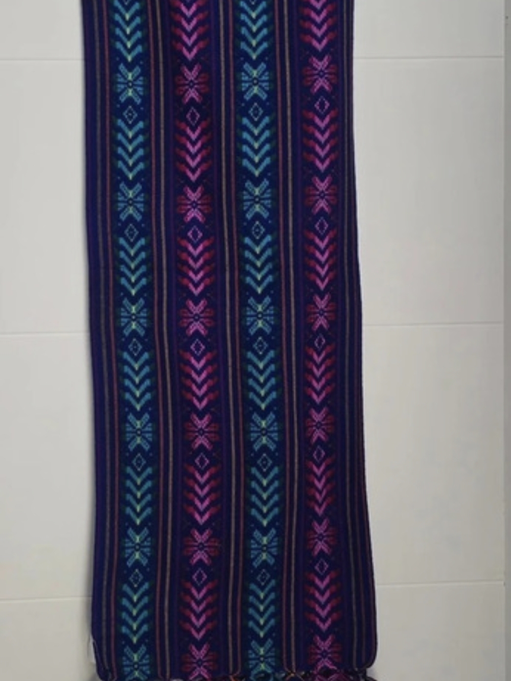 Del Mex Purple Blue Woven Mexican Rebozo Table Runner Scarf 14x80